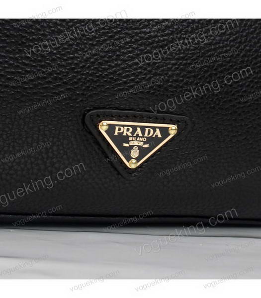 Prada Shoulder Bag Yellow Calfskin Leather with Black Horsehair -4