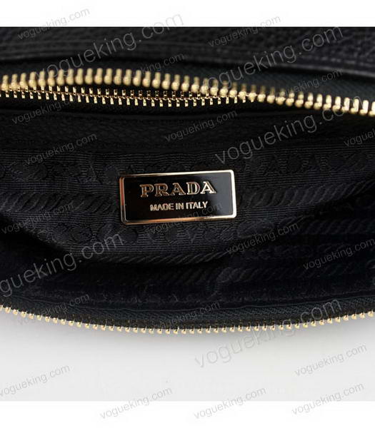 Prada Shoulder Bag Yellow Calfskin Leather with Black Horsehair -6