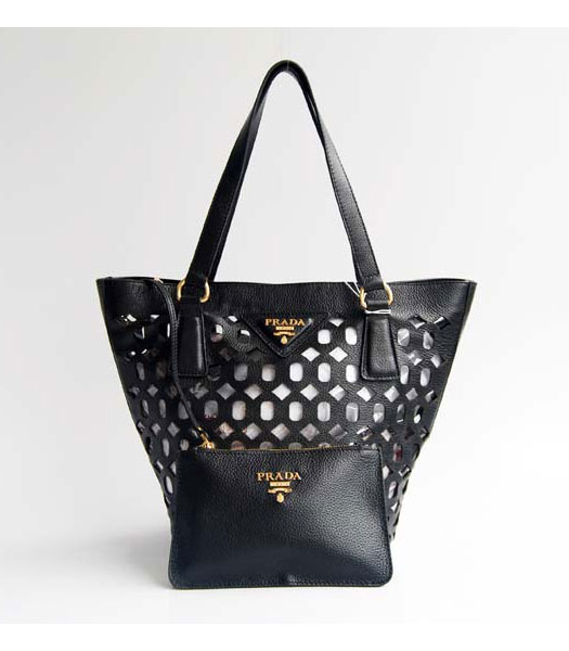 Prada Shoulder Handbag Black Calfskin