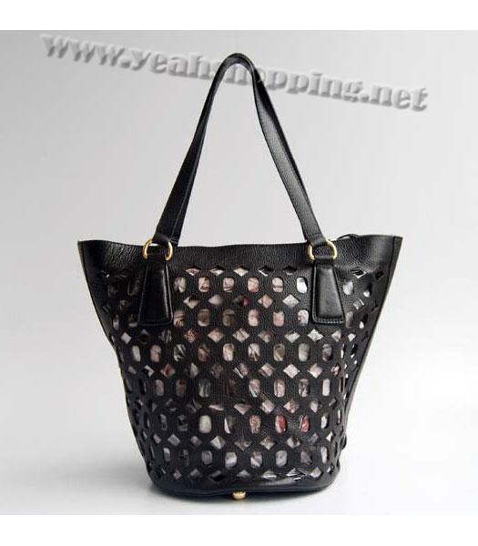 Prada Shoulder Handbag Dark Coffee Calfskin-3