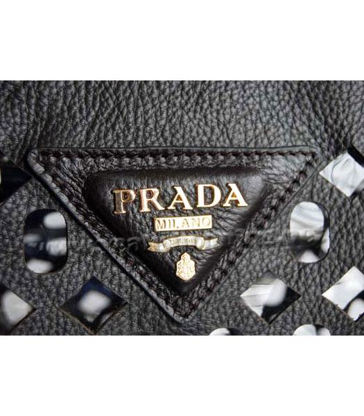 Prada Shoulder Handbag Dark Coffee Calfskin-7