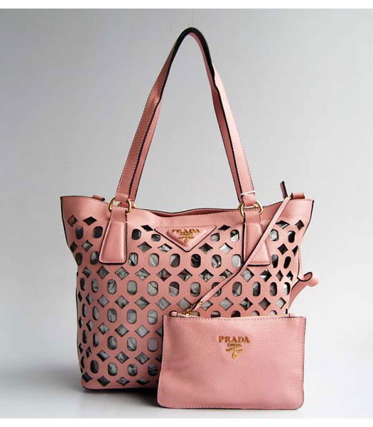 Prada Shoulder Handbag Pink Calfskin