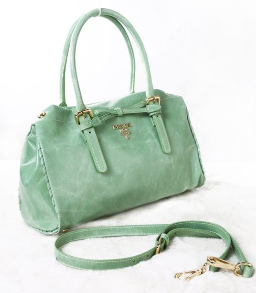 Prada Shoulder Tote Bag Green Calfskin