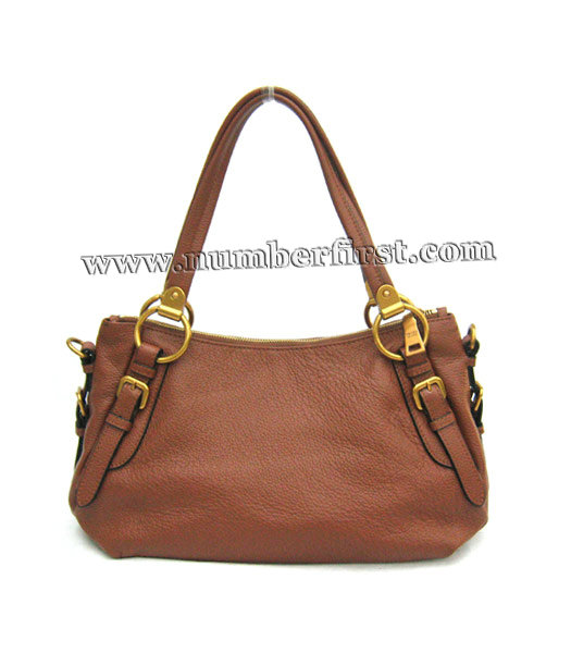 Prada Signature Shiny Tote Bag Coffee Leather-2