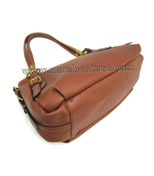 Prada Signature Shiny Tote Bag Coffee Leather-3