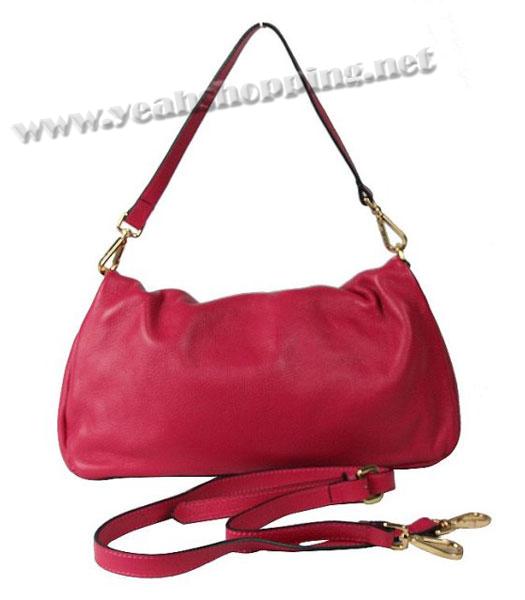 Prada Single Strap Samll Flap Bag in Red Leather-2