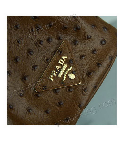 Prada Small Saffiano Coffee Ostrich Leather Business Tote Handbag-6