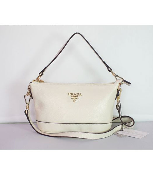 Prada Small Shoulder Bag in Offwhite Leather