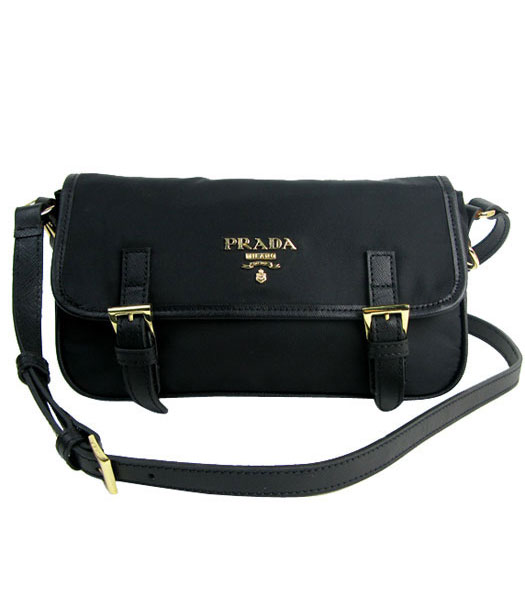 Prada Small Waterproof Fabric With Black Saffiano Leather Messenger Bag