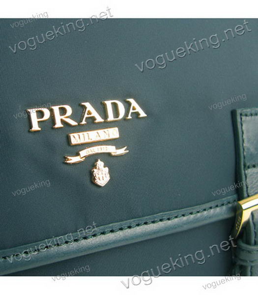 Prada Small Waterproof Fabric With Green Saffiano Leather Messenger Bag-6
