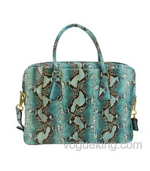 Prada Snake Veins Leather Tote Bag Blue-1
