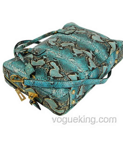 Prada Snake Veins Leather Tote Bag Blue-2