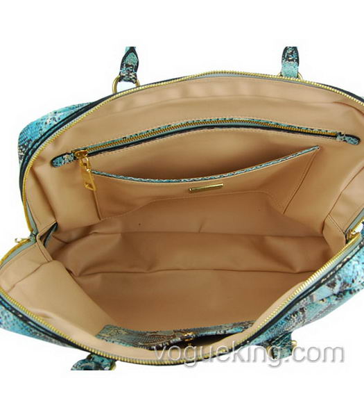 Prada Snake Veins Leather Tote Bag Blue-3