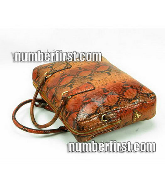 Prada Snake Veins Leather Tote Bag Light Coffee-3