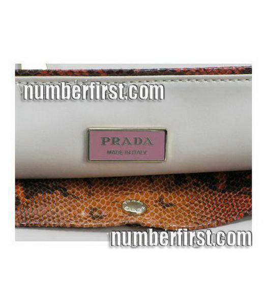 Prada Snake Veins Leather Tote Bag Light Coffee-5