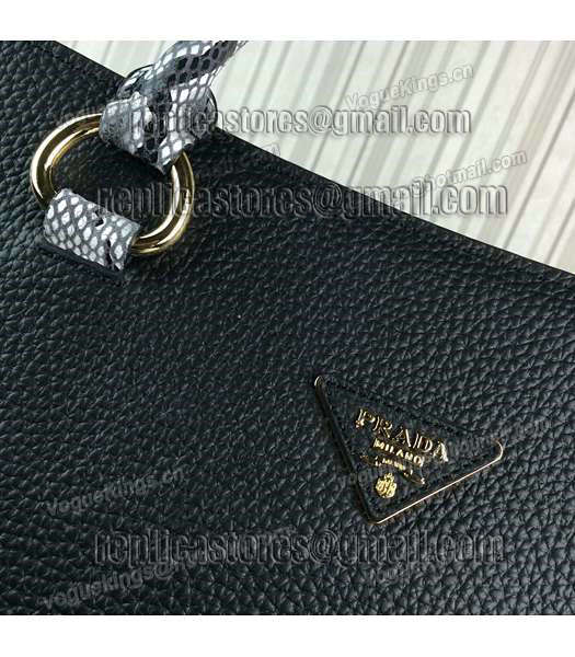 Prada Snake Veins With Cow Leather Handbag BR2969 Black-3