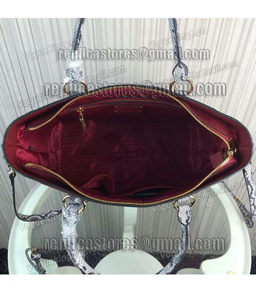 Prada Snake Veins With Cow Leather Handbag BR2969 Jujube Red-5