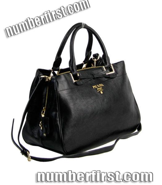 Prada Soft Black Imported Calfskin Leather Tote Bag-2