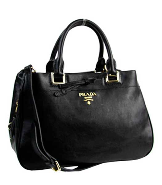 Prada Soft Black Imported Calfskin Leather Tote Bag