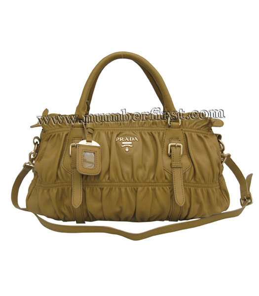 Prada Soft Gauffre Handbag in Apricot Leather-1