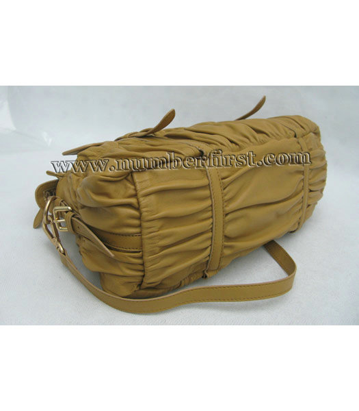 Prada Soft Gauffre Handbag in Apricot Leather-4