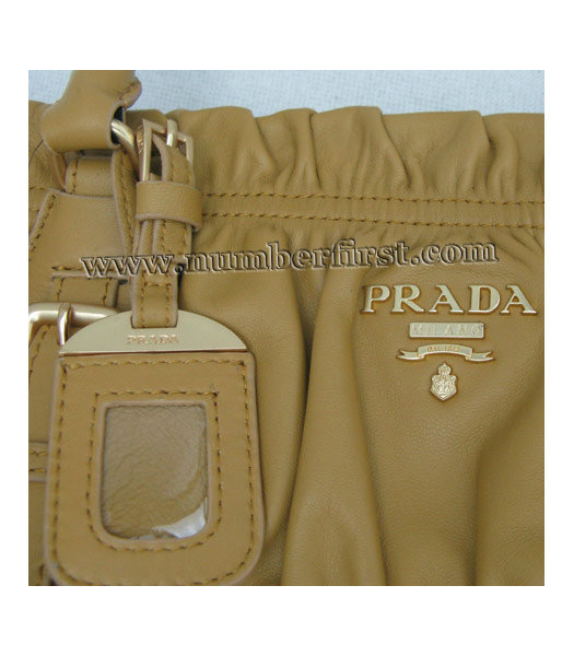 Prada Soft Gauffre Handbag in Apricot Leather-6