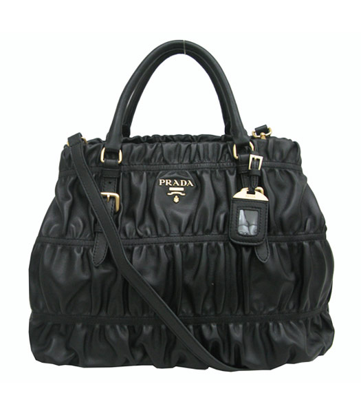 Prada Soft Leather Handbag in Black