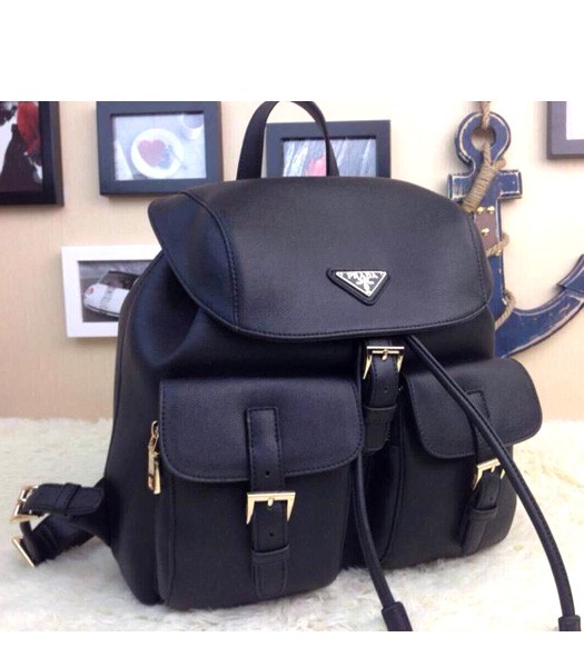 Prada Soft Oil Leather Black Backpack