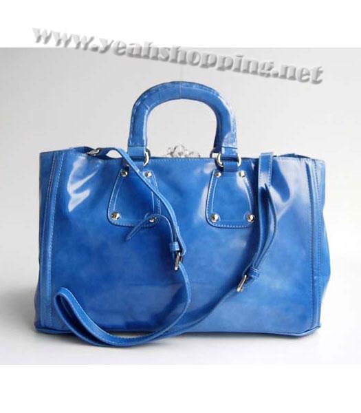 Prada Spazzolato Shopping Tote Handbag in Dark Blue-3