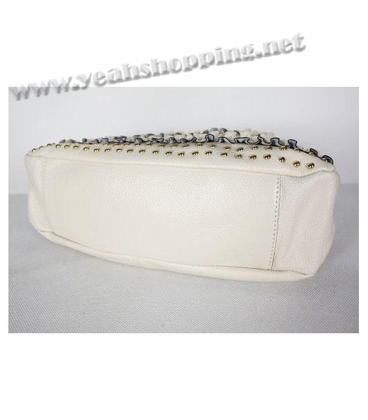 Prada Studded Single Shoulder Bag in Offwhite Leather-2
