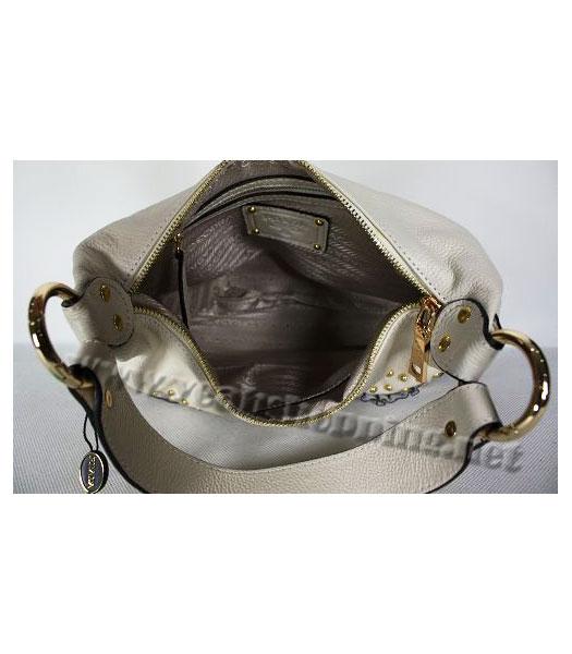 Prada Studded Single Shoulder Bag in Offwhite Leather-3