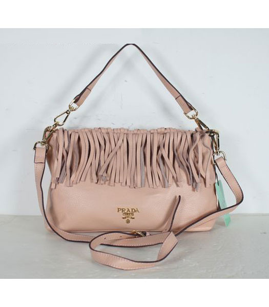 Prada Tassel Shoulder Bag Pink Leather