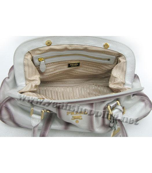 Prada Tessuto Doctor Leather Shoulder Bag Silver Grey-4