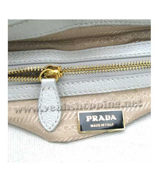 Prada Tessuto Doctor Leather Shoulder Bag Silver Grey-7
