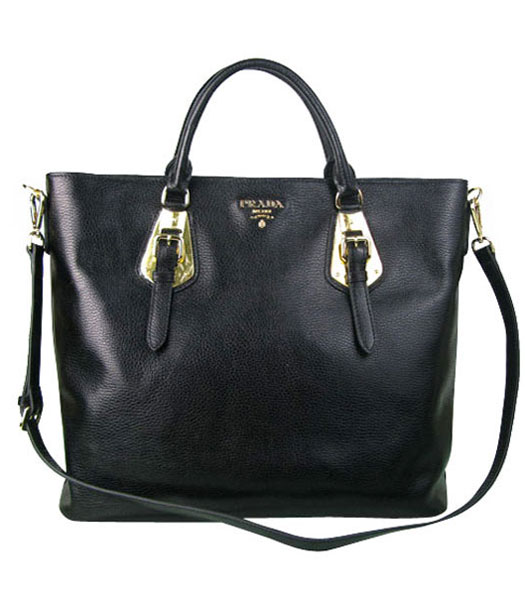 Prada Tessuto Imported Black Oil Shiny Leather Bag