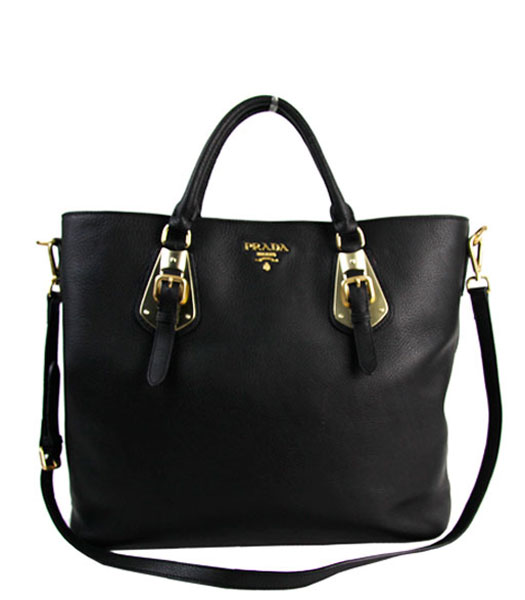 Prada Tessuto Imported Black Soft Calfskin Leather Bag