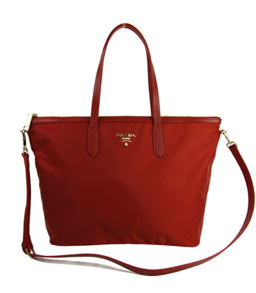 Prada Tessuto Large Shopping Tote Bag Red Waterproof Fabric