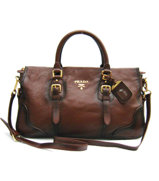 Prada Tessuto Saffiano Bowler Handbag Coffee_BN1181