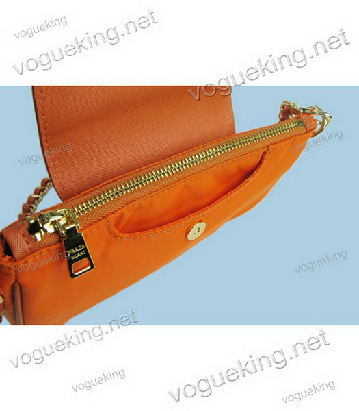 Prada Tessuto Saffiano Wristlet Nylon With Orange Leather Bag-4