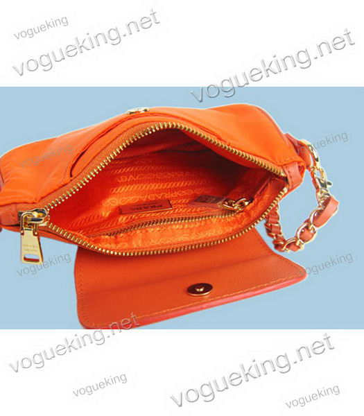 Prada Tessuto Saffiano Wristlet Nylon With Orange Leather Bag-5