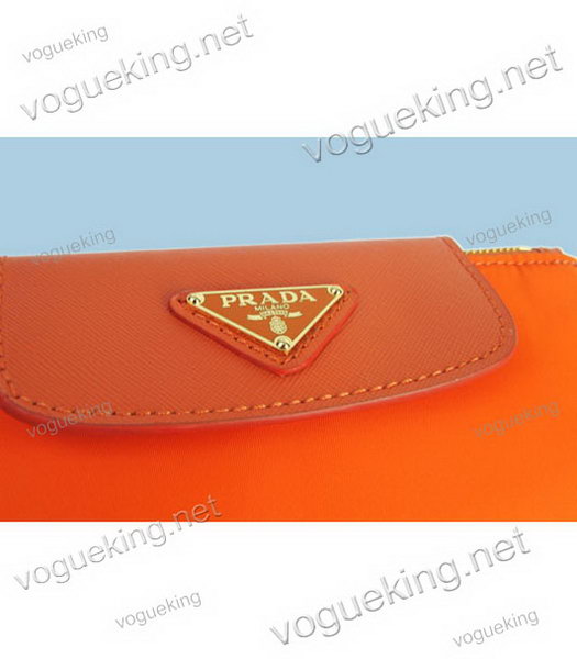 Prada Tessuto Saffiano Wristlet Nylon With Orange Leather Bag-6