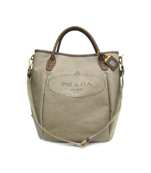 Prada Tote Bag Apricot Canvas with Coffee Leather_BR4426