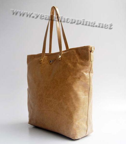 Prada Tote Bag Apricot Horse Oil Wax Milled-2