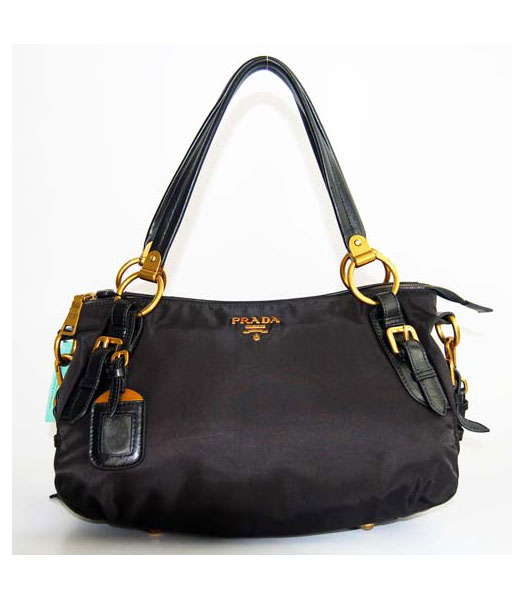 Prada Tote Bag Black Nylon with Leather