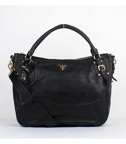 Prada Tote Bag in Black Calf Leather