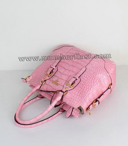 Prada Tote Bag in Pink Croc Veins Leather-2