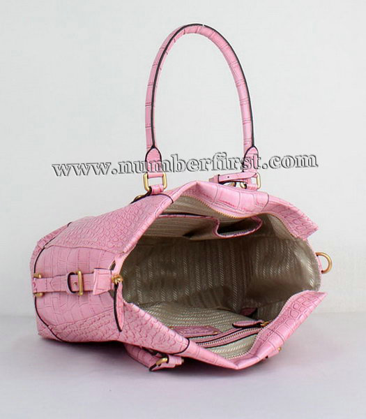 Prada Tote Bag in Pink Croc Veins Leather-4