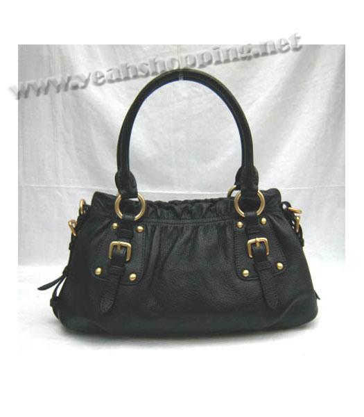 Prada Tote Shoulder Bag Black Leather_BR3928-1