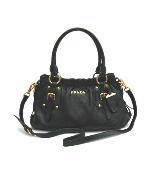 Prada Tote Shoulder Bag Black Leather_BR3928