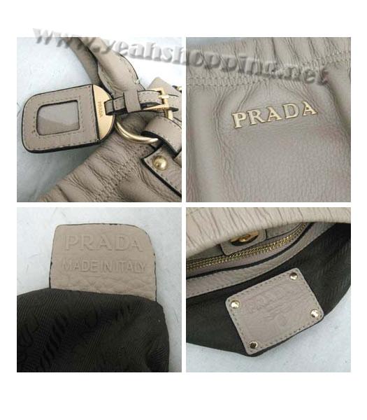 Prada Tote Shoulder Bag Grey Leather_BR3928-5